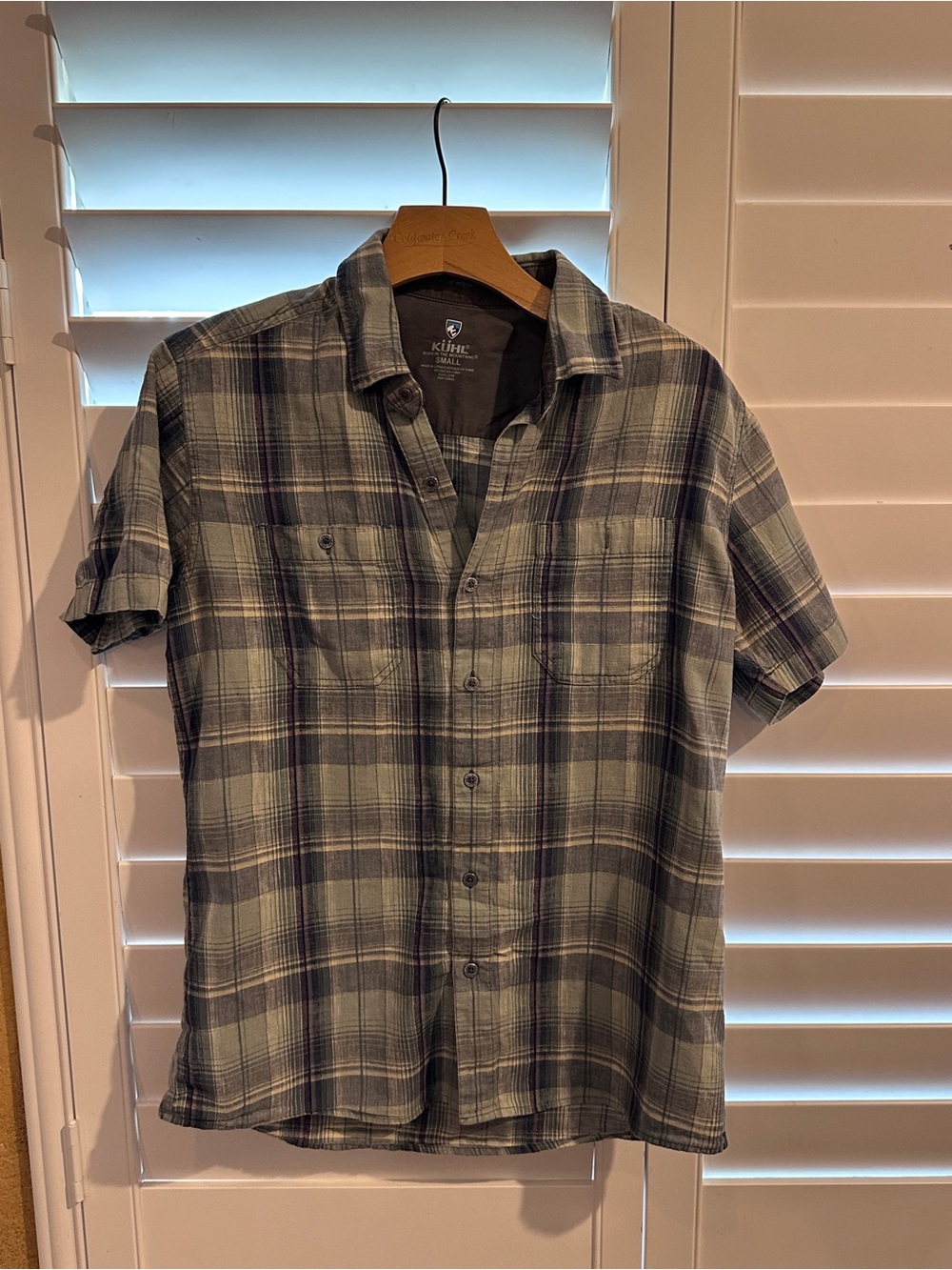KUHL Mens Size Smalk Born In The Mountains Plaid Short Sleeve